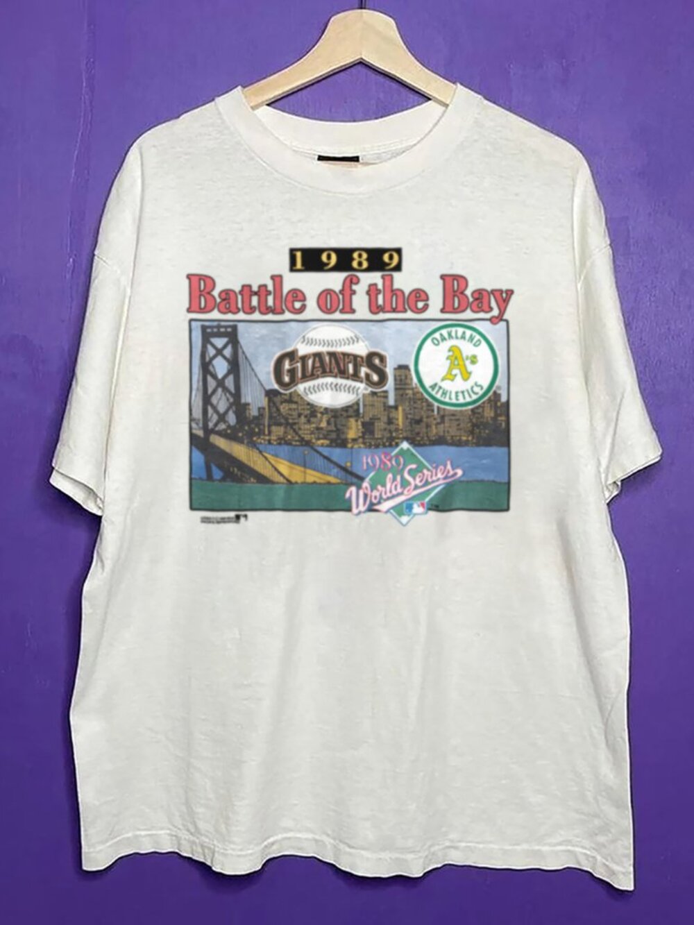 Retro Giants Vs Oakland Athletics Battle Of The Bay 1989 World Series Shirt Tee